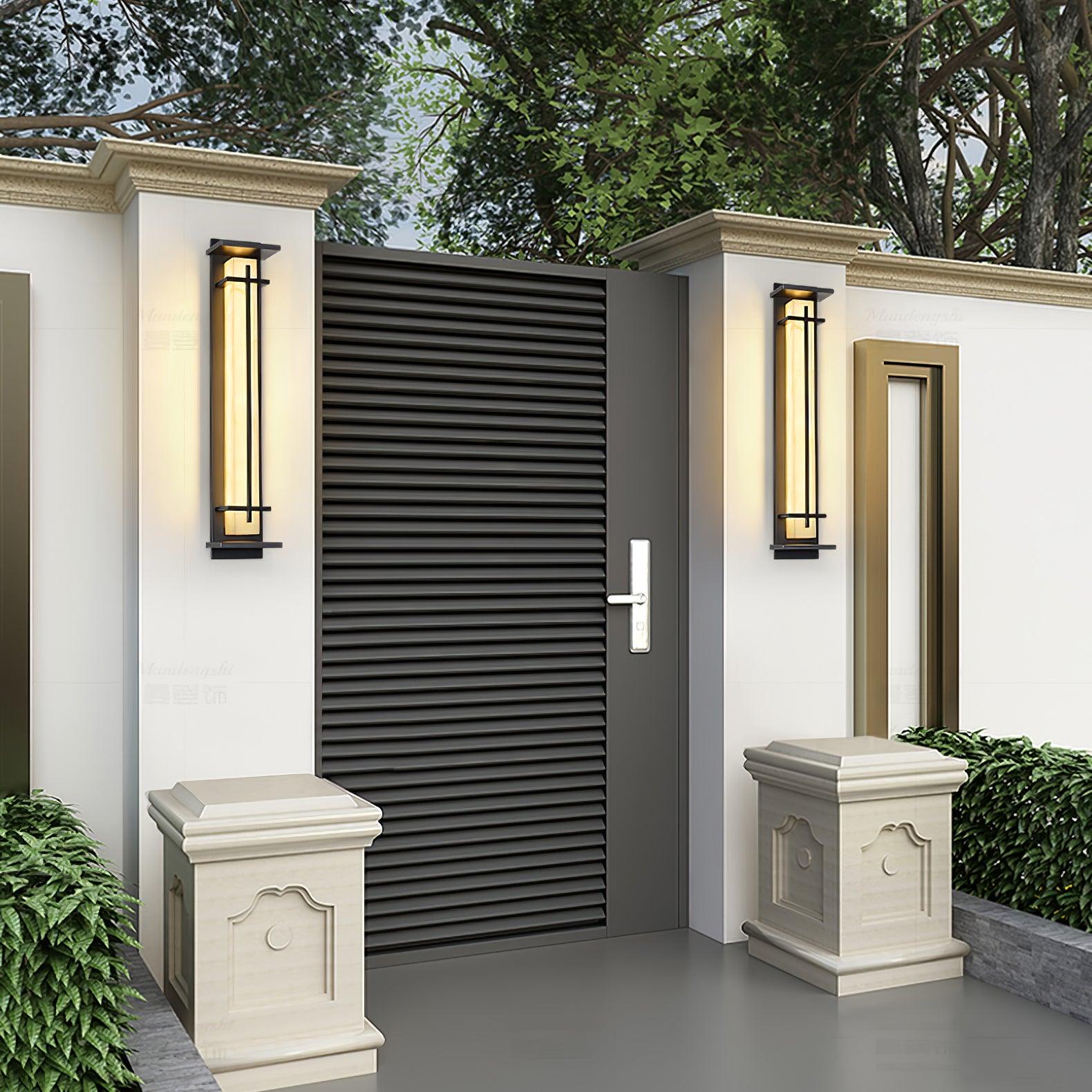 Square Outdoor Wall Light Imitation Alabaster Waterproof - Lamp Outdoor