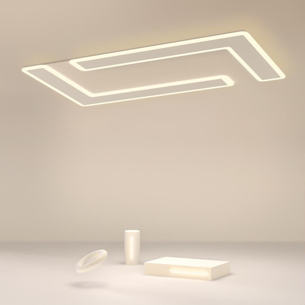 White Iron Flat Geometric Flush Mount Ceiling Lights for Living Room - Lamp Outdoor