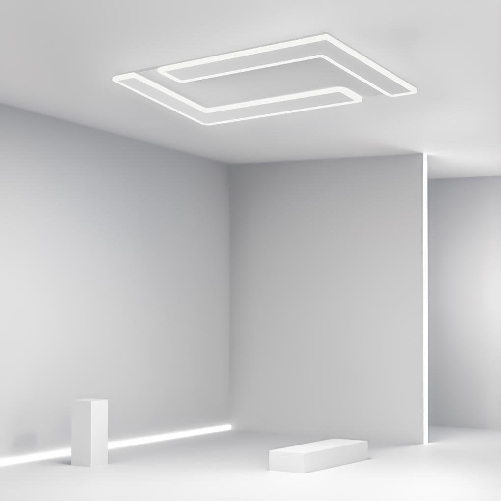 White Iron Flat Geometric Flush Mount Ceiling Lights for Living Room - Lamp Outdoor