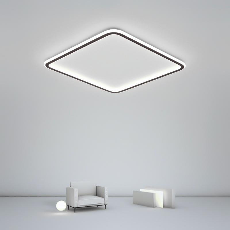 Square Industrial Black Flush Mount Ceiling Lights for Bedroom - Lamp Outdoor