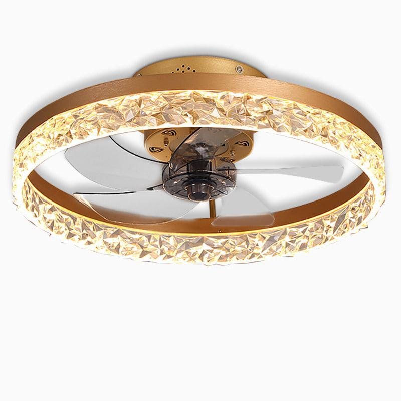 Daphne Circular Rustic Metal Flush Mount Ceiling Fan - Lamp Outdoor