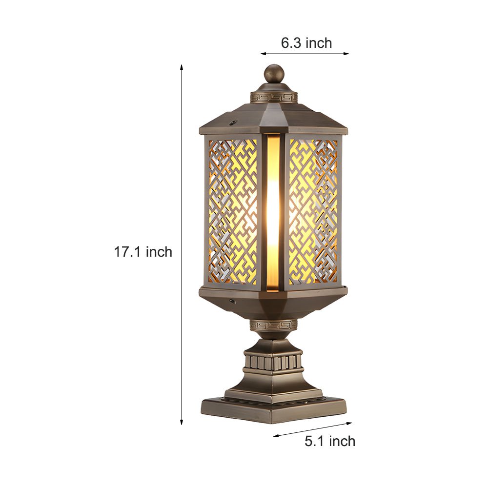 Antique Die-Cast Aluminum Waterproof Glass Shade Retro Fence Post Lights - Lamp Outdoor