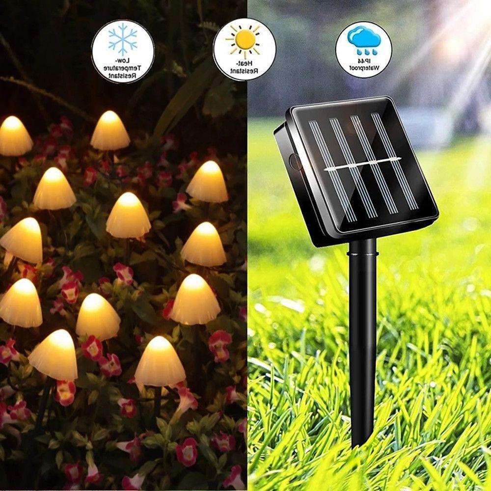 Outdoor Mini Mushroom RGB Solar 16.40 ft String Lights - Lamp Outdoor