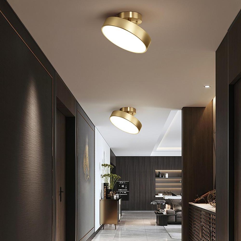 Circular Electroplated Copper LED Nordic Adjustable Ceiling Lights Flush Mount Lighting - Lamp Outdoor