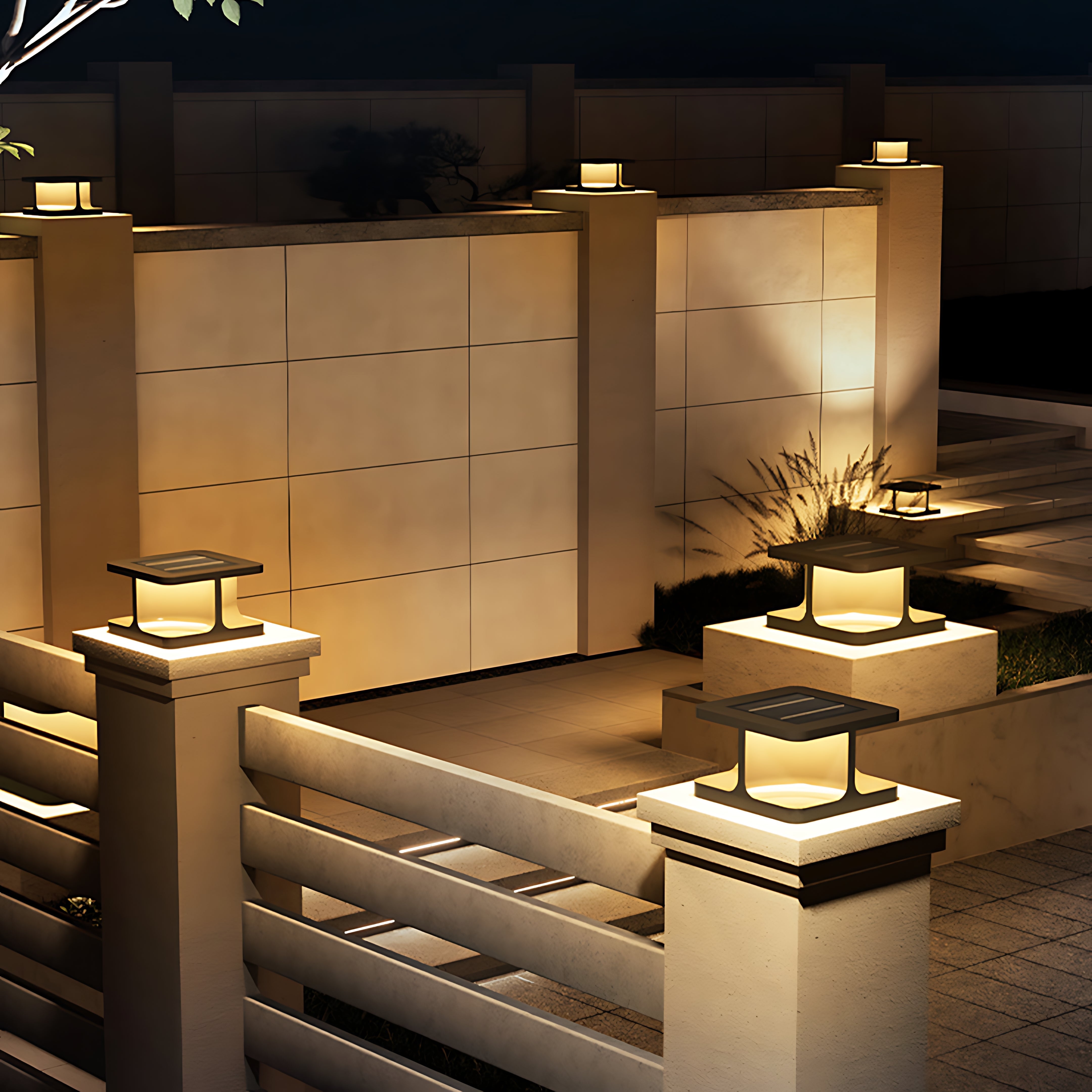 Modern Square Pillar Lights Waterproof Stainless Steel Courtyard - Lamp Outdoor