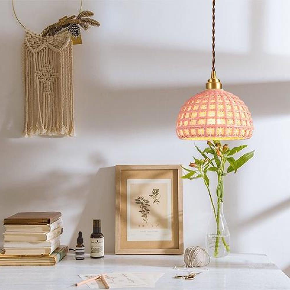 Artistic Semi Globe Ceramic Copper Pendant Light Modern Pendant Lighting - Lamp Outdoor