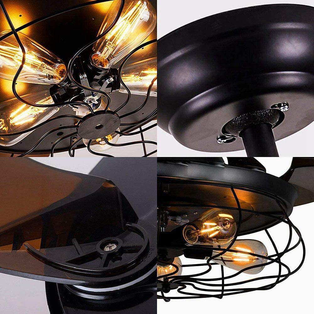 3 Bladed Farmhouse Retractable Ceiling Fan with Light - Lamp Outdoor