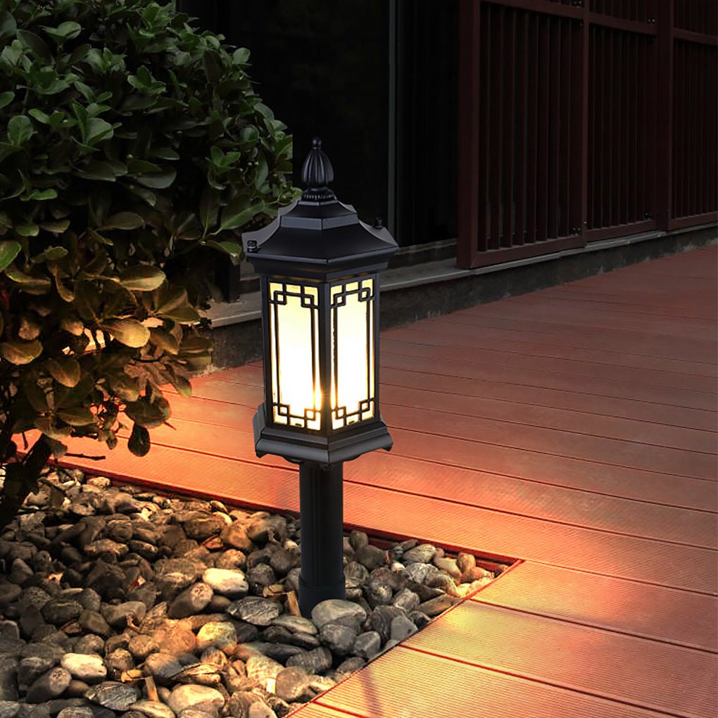 Traditional Asian-Inspired LED Pathway Lights Rhombus Shape for Villa Gardens - Lamp Outdoor