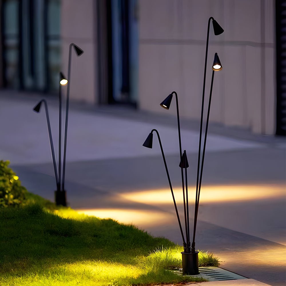 Classic Industrial Black Multi-Head LED Floor Lamp - Lamp Outdoor