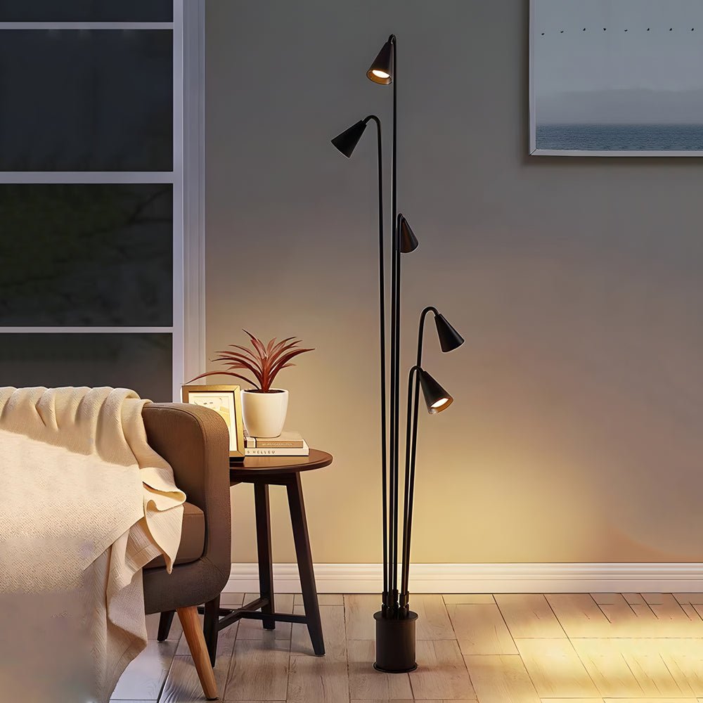 Classic Industrial Black Multi-Head LED Floor Lamp - Lamp Outdoor