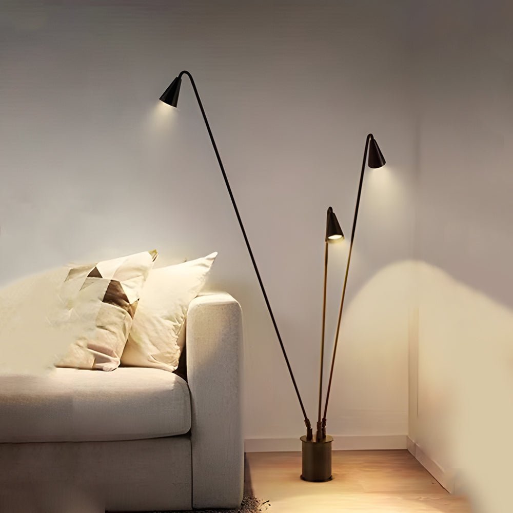 Classic Industrial Black Multi-Head LED Floor Lamp - Lamp Outdoor