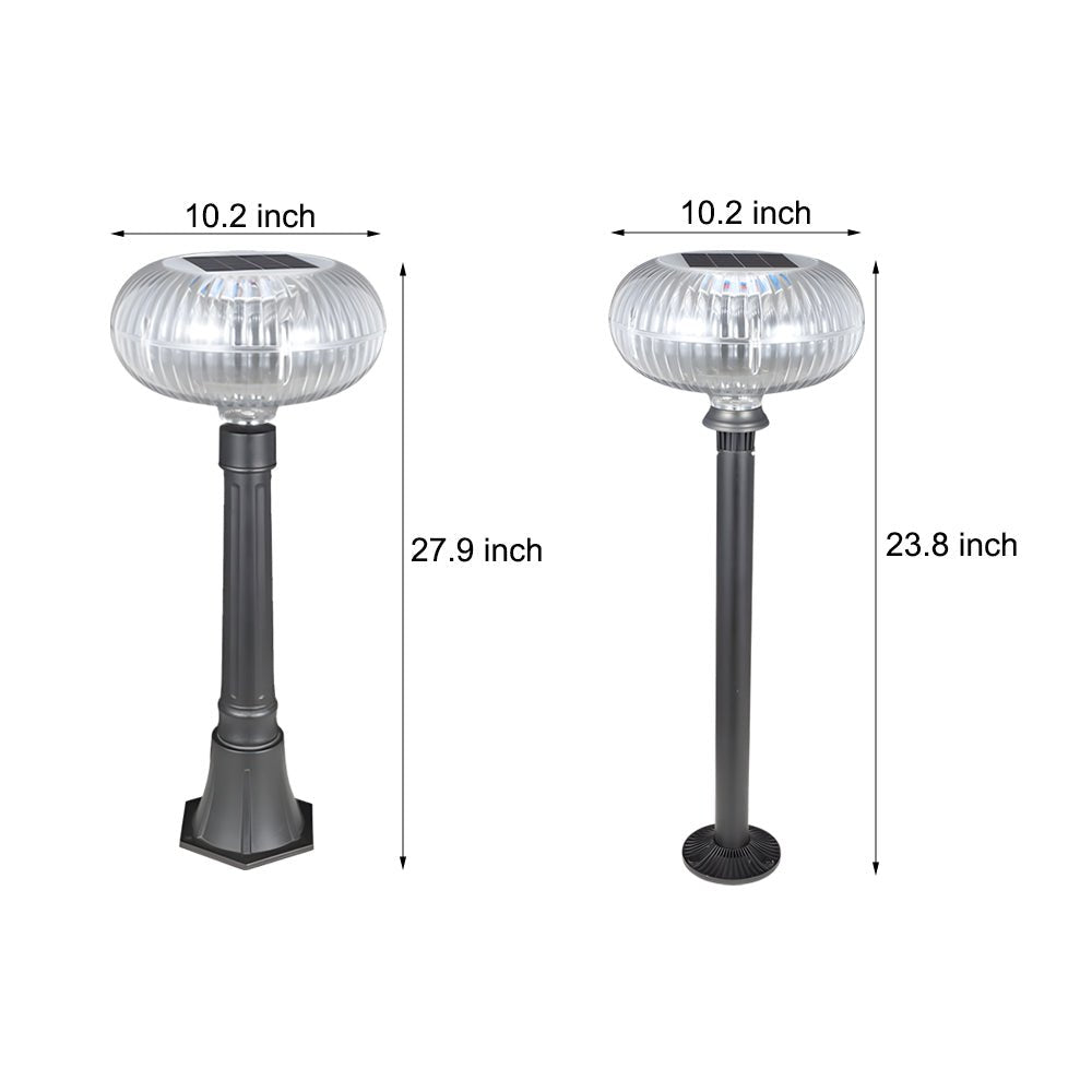 Contemporary Solar Lawn Light Metal Cylinder LED Light with Oval Acrylic Shade - Lamp Outdoor