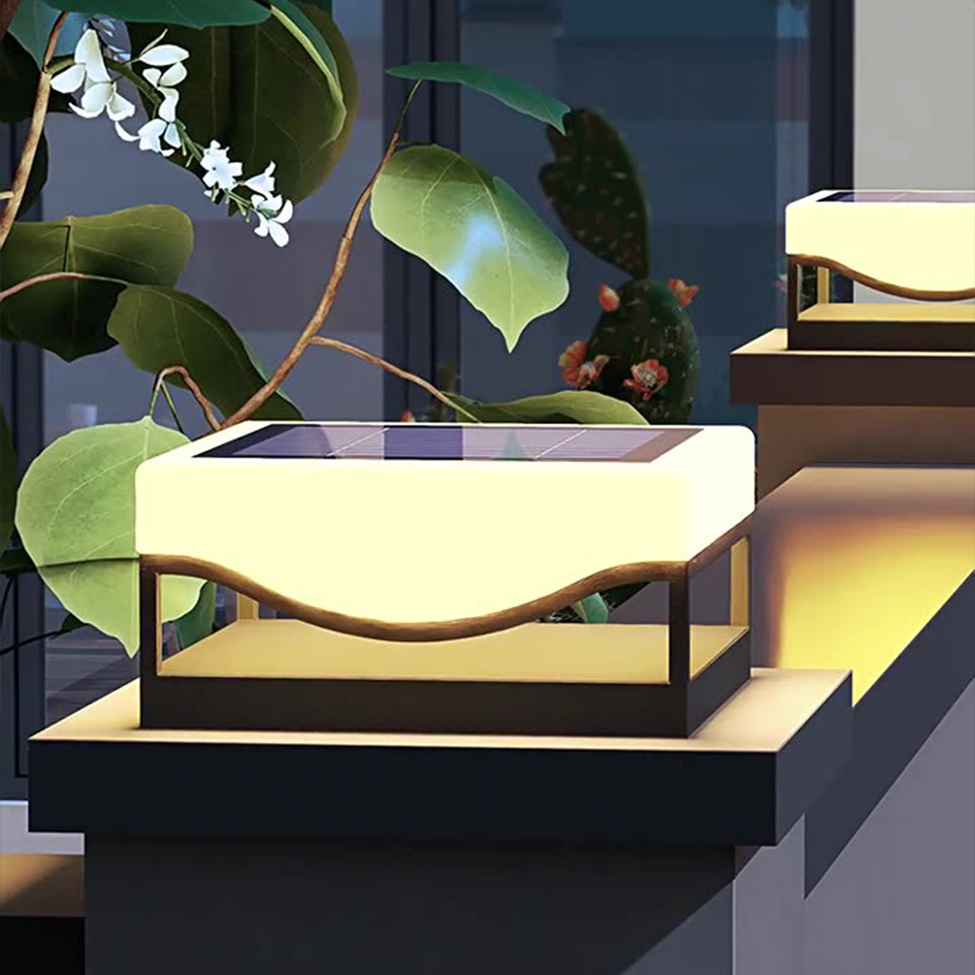 Contemporary Outdoor Pillar Lights Waterproof Solar-Powered - Lamp Outdoor