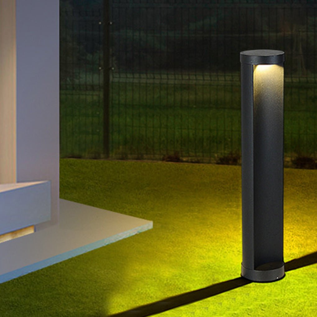 Modern Outdoor Cylinder Lawn Lamp - LED Solar & Hardwired Options - Lamp Outdoor