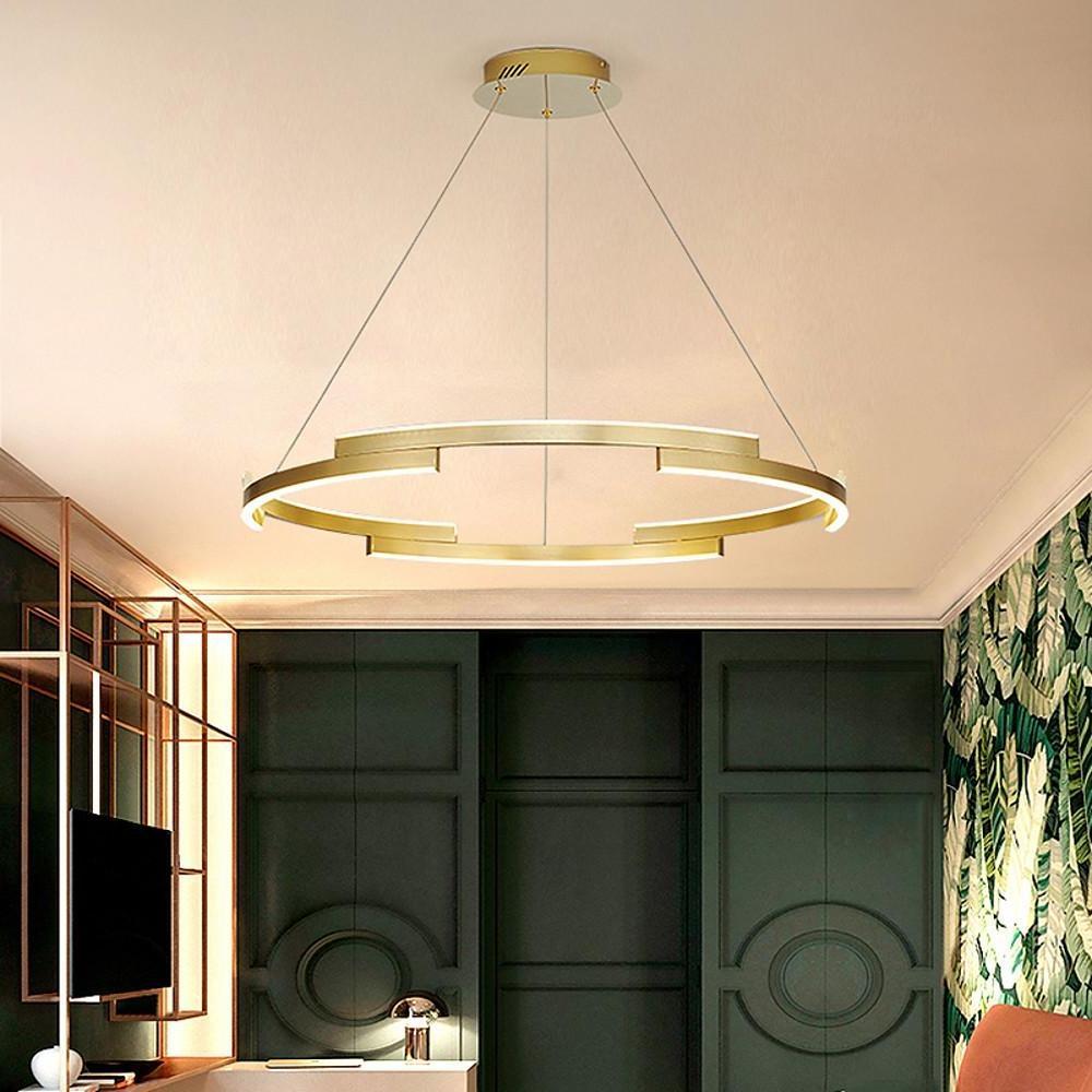 Interlocking Round Gold Chandelier for Living Room - Lamp Outdoor