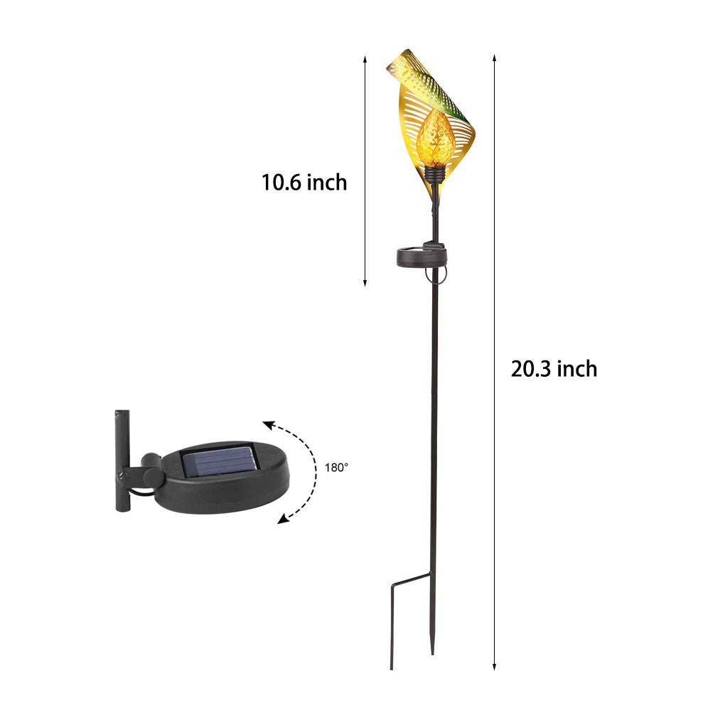 Elegant Curled Leaf Solar Lawn Light LED Outdoor Metal Post Lamp - Lamp Outdoor