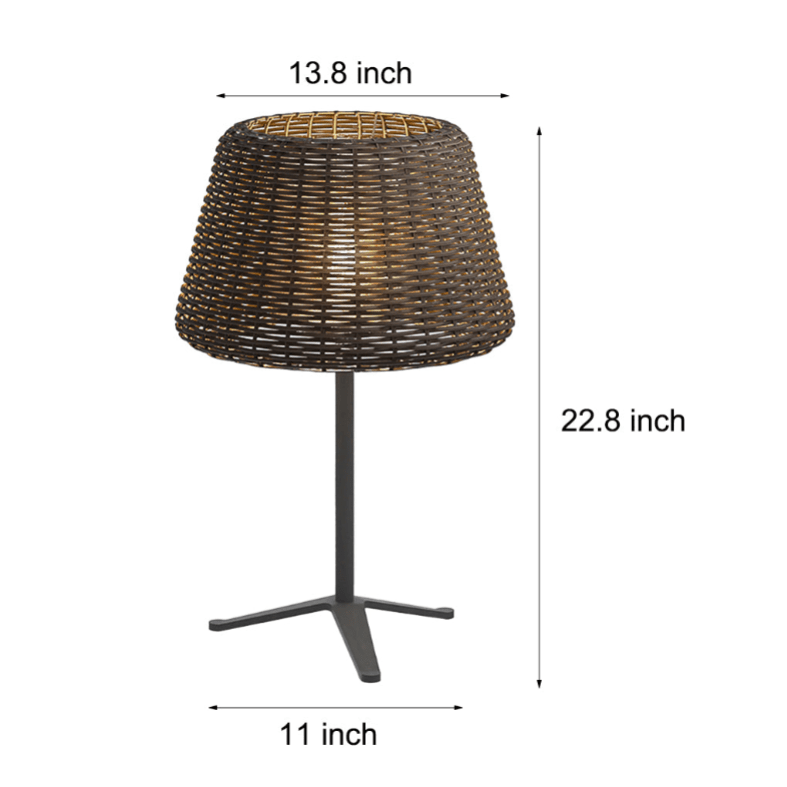Elegant Rattan Shade LED Outdoor Floor Lamp Pendant Light with Stake and Open-Top Design - Lamp Outdoor