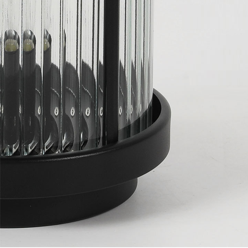 Striped Glass Cylindrical Waterproof Portable Solar Outdoor Lanterns - Lamp Outdoor