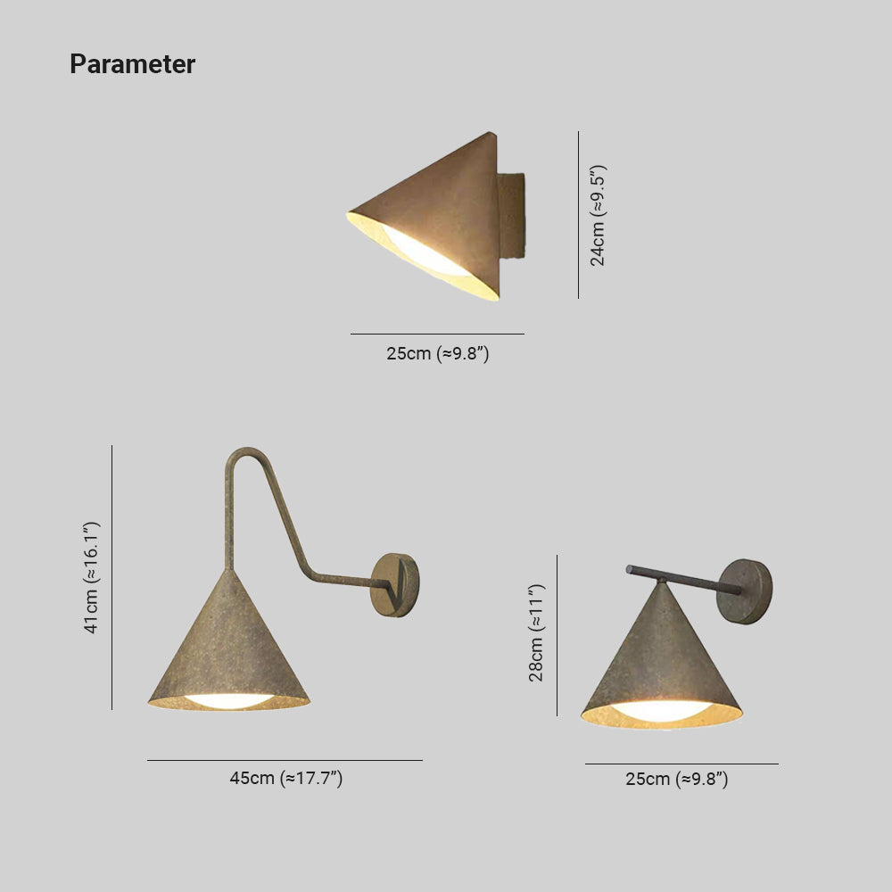 Arisha Modern Minimalist Cone Metal Outdoor Waterproof Wall Lamp,Black/Gold - Lamp Outdoor