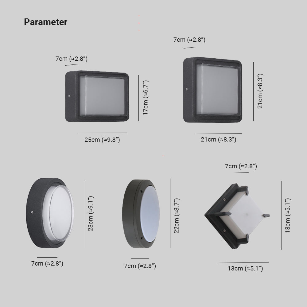 Ray Modern Flush Mount Ceiling Light Metal Acrylic Square Round - Lamp Outdoor