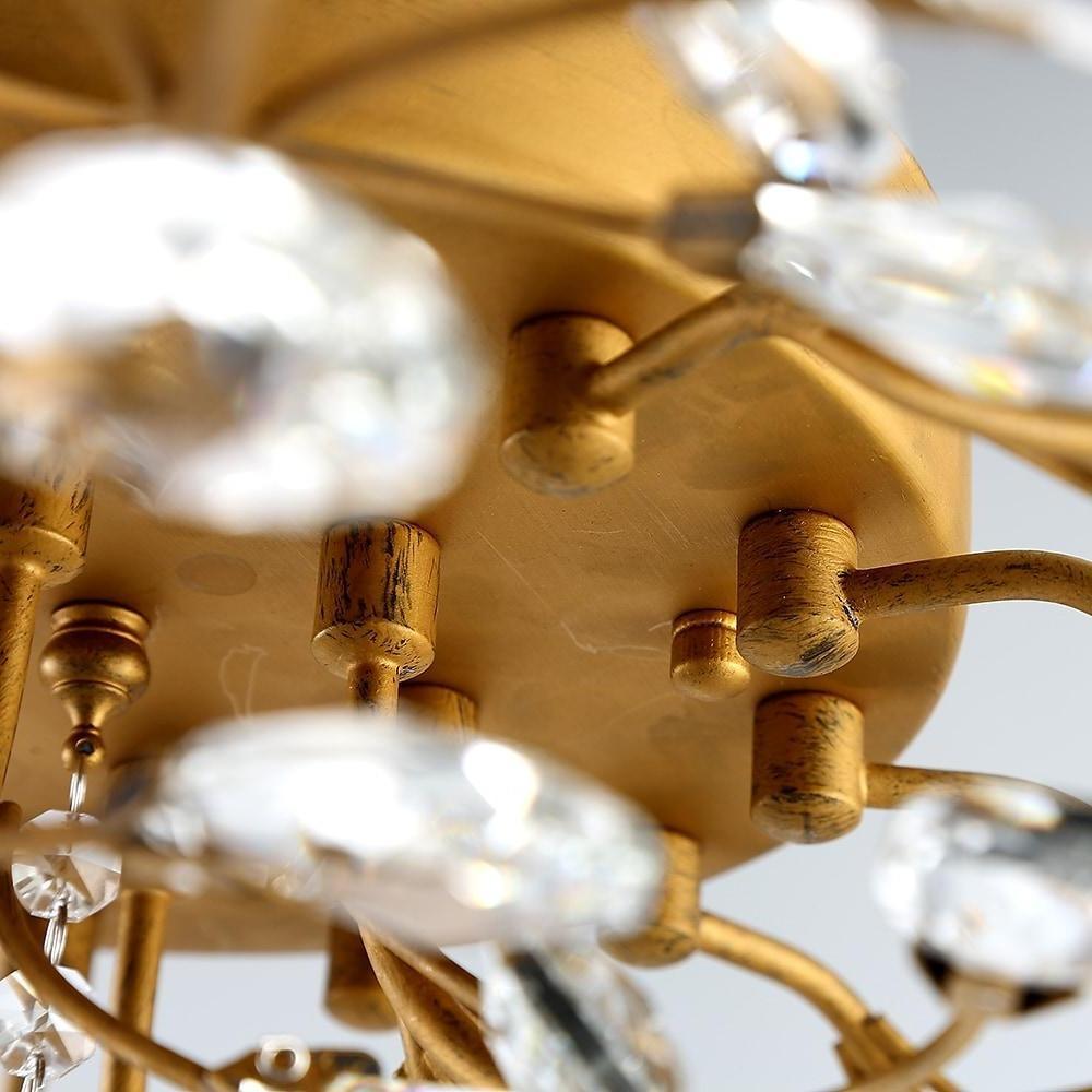 Crystal Leaves Brushed Flush Mount Ceiling Chandelier - Lamp Outdoor