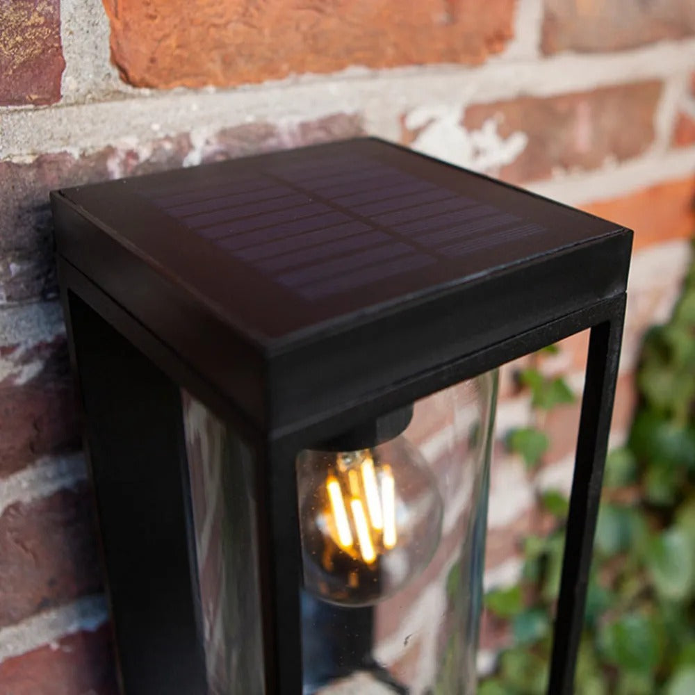 Ray Modern Rectangular Solar Waterproof Metal Glass Outdoor Wall Lamp - Lamp Outdoor