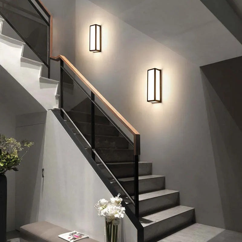 Ray Modern Rectangular Waterproof LED Outdoor Wall Lamp Metal Acrylic Garden Corridor Balcony - Lamp Outdoor