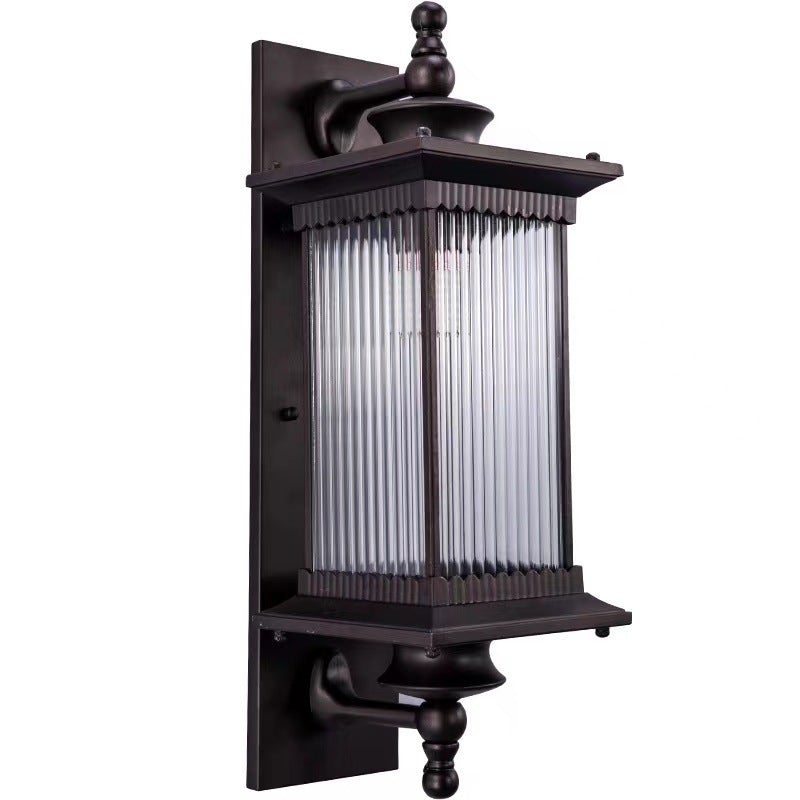 Vintage Striped Glass Waterproof LED Retro Solar Outdoor Wall Lights - Lamp Outdoor