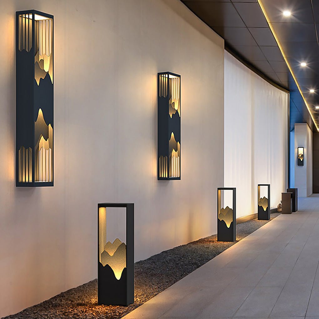 Mountain Scenery LED up Down Lighting Waterproof Solar Wall Lamp Porch Lights - Lamp Outdoor