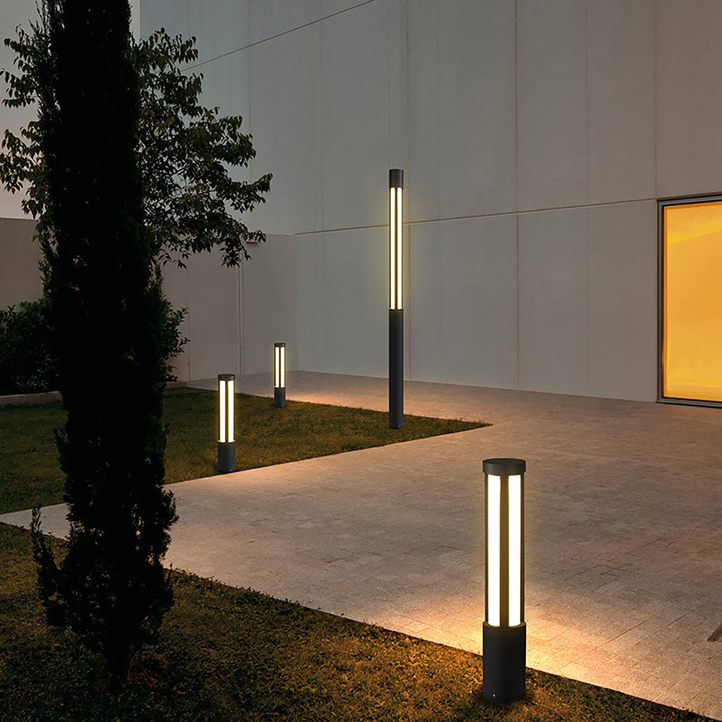 Cylinder Shaped LED Black Modern Outdoor Landscape Bollard Lights - Lamp Outdoor