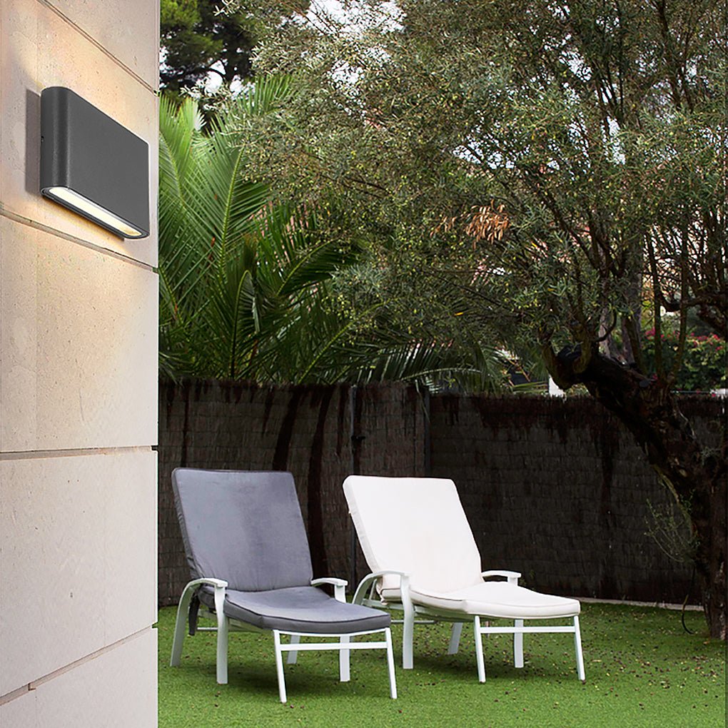 2-Light Black Modern Low Profile Exterior Porch LED Slim Outdoor Up Down Wall Light - Lamp Outdoor