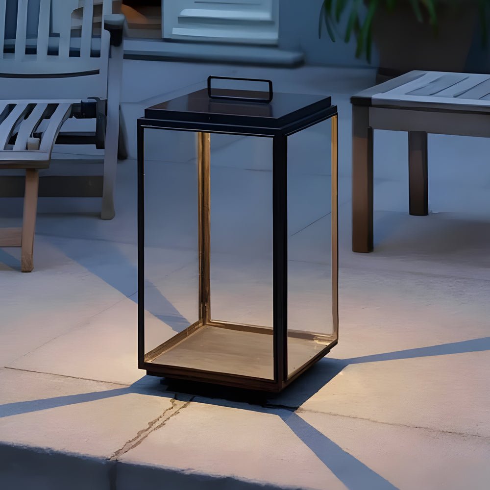 Modern 11-In Glass LED Portable Outdoor Lanterns - Hardwired - Lamp Outdoor