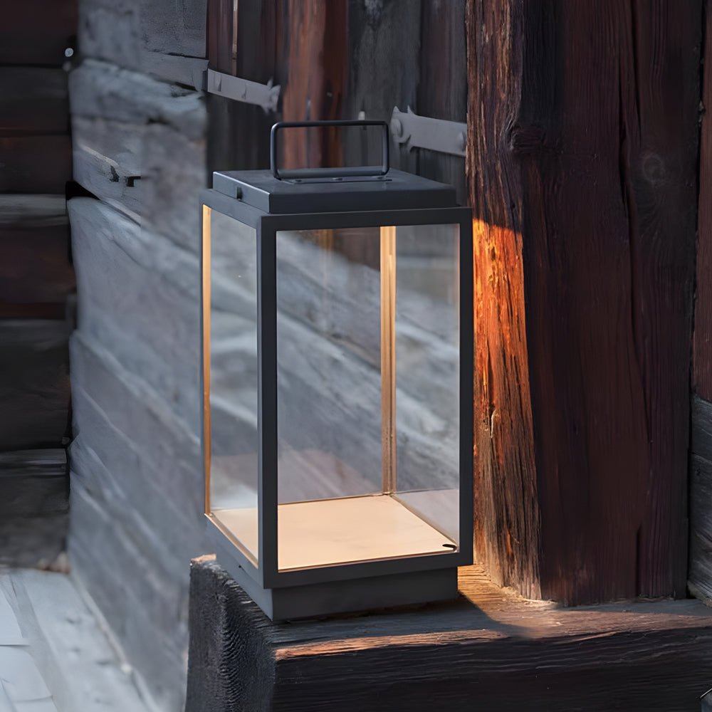 Modern 11-In Glass LED Portable Outdoor Lanterns - Hardwired - Lamp Outdoor