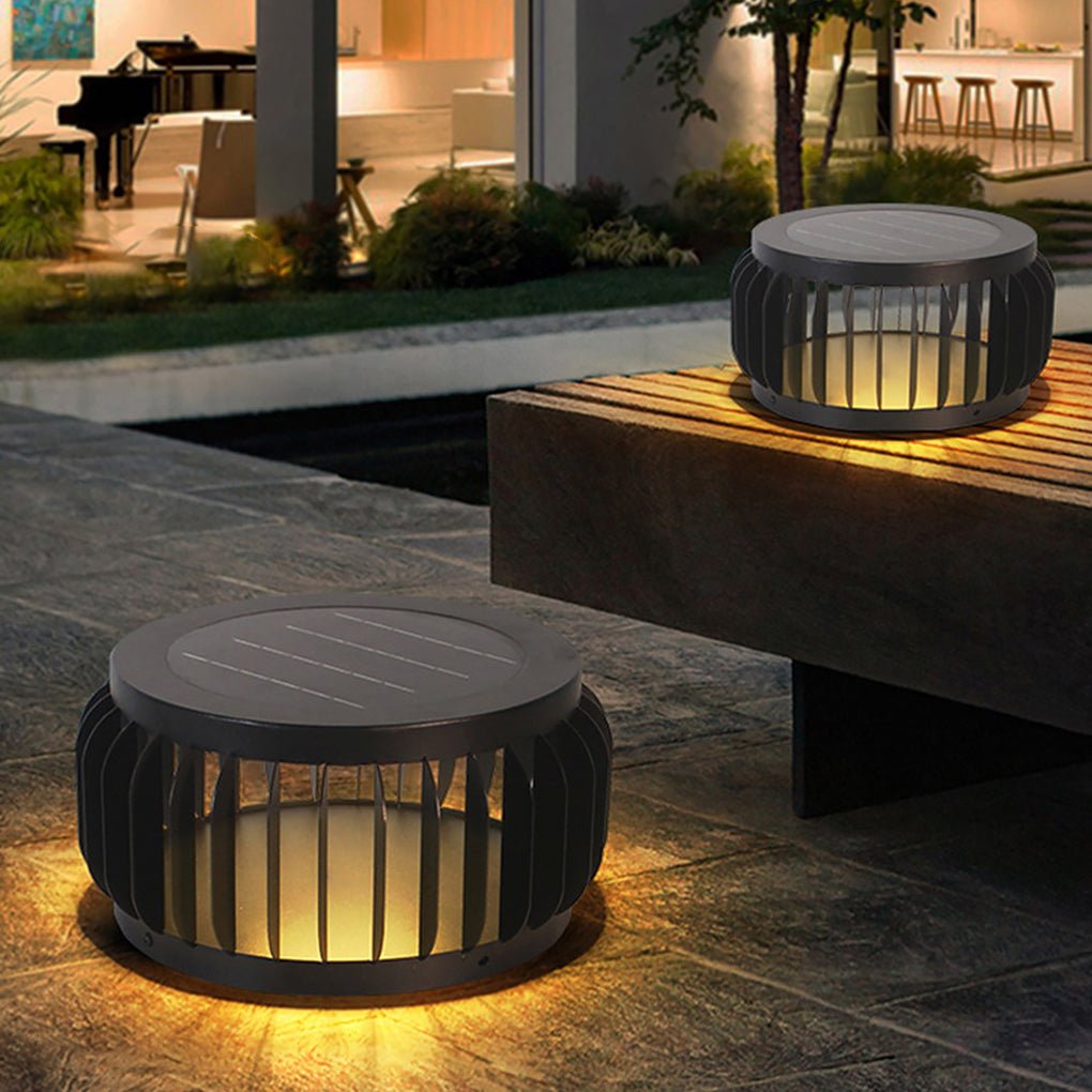 Modern Outdoor Waterproof Solar Three-color Dimming LED Garden Lamp Post Light - Lamp Outdoor