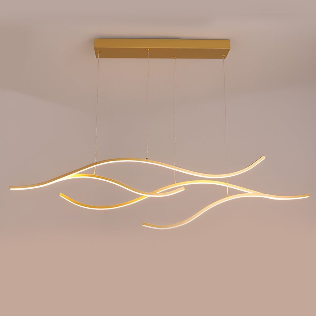 Wave Linear Hanging Branch Chandelier LED Island Ceiling Lights - Lamp Outdoor