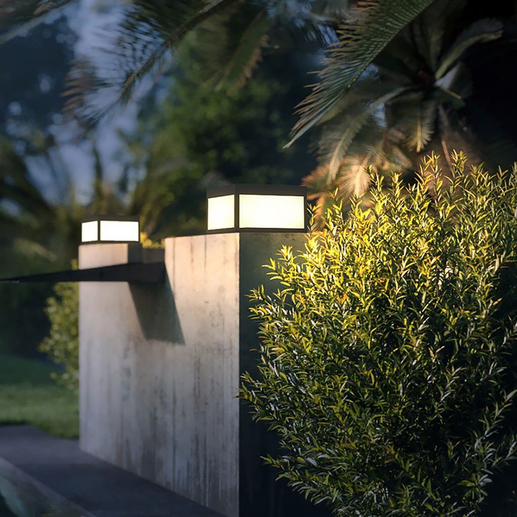 Black Square Cube Outdoor Post LED Pier Mount Light - Lamp Outdoor