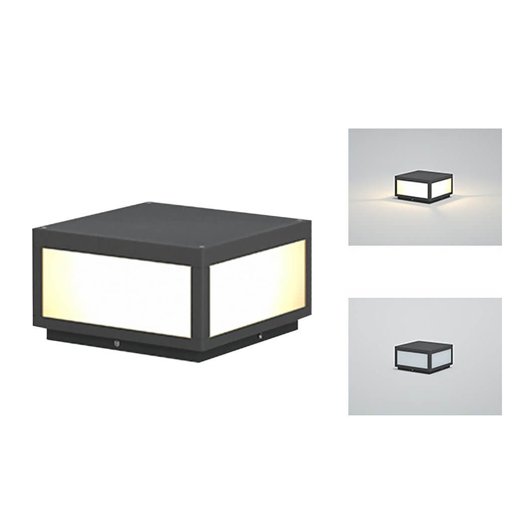 Black Square Cube Outdoor Post LED Pier Mount Light - Lamp Outdoor