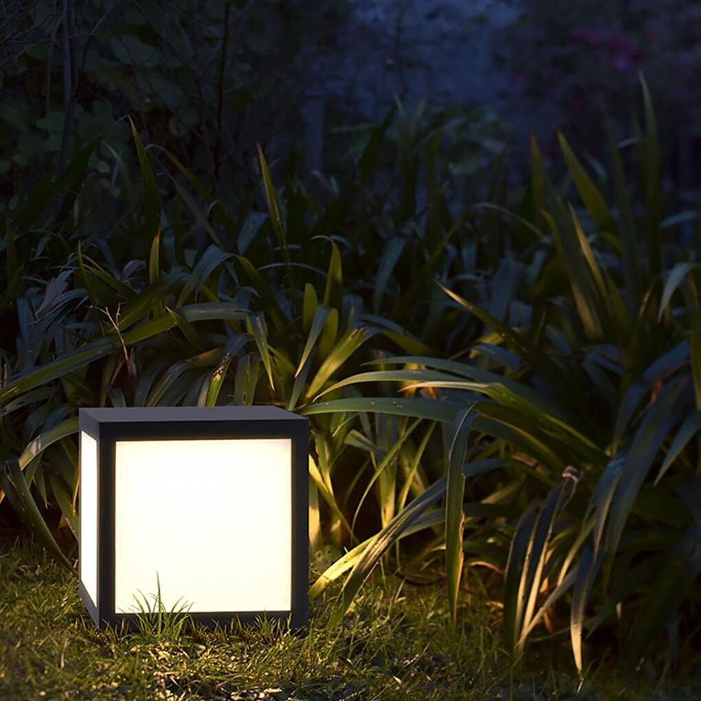 Black Square Cube Outdoor Post LED Pier Mount Light - Lamp Outdoor