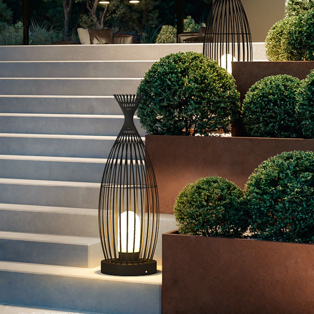 Industrial Courtyard Waterproof Caged LED Floor Lamp - Lamp Outdoor