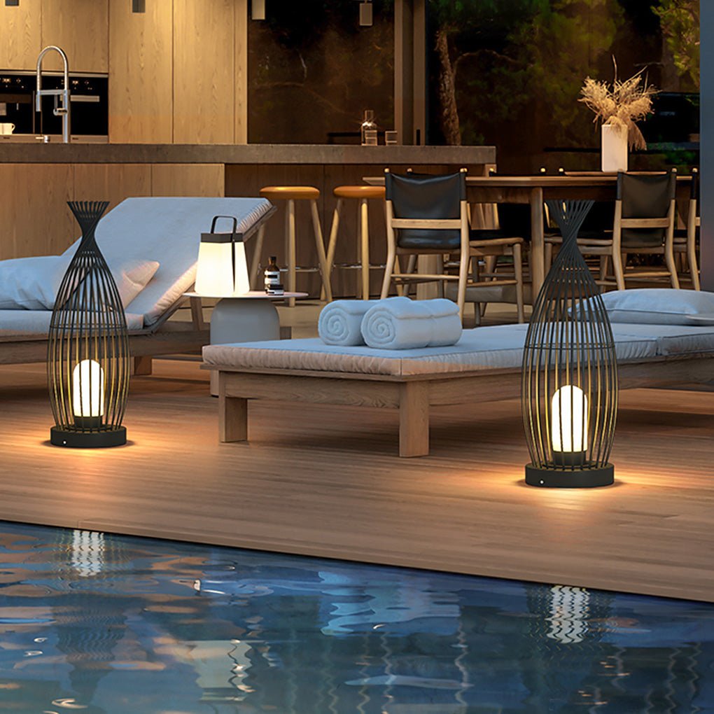 Industrial Courtyard Waterproof Caged LED Floor Lamp - Lamp Outdoor