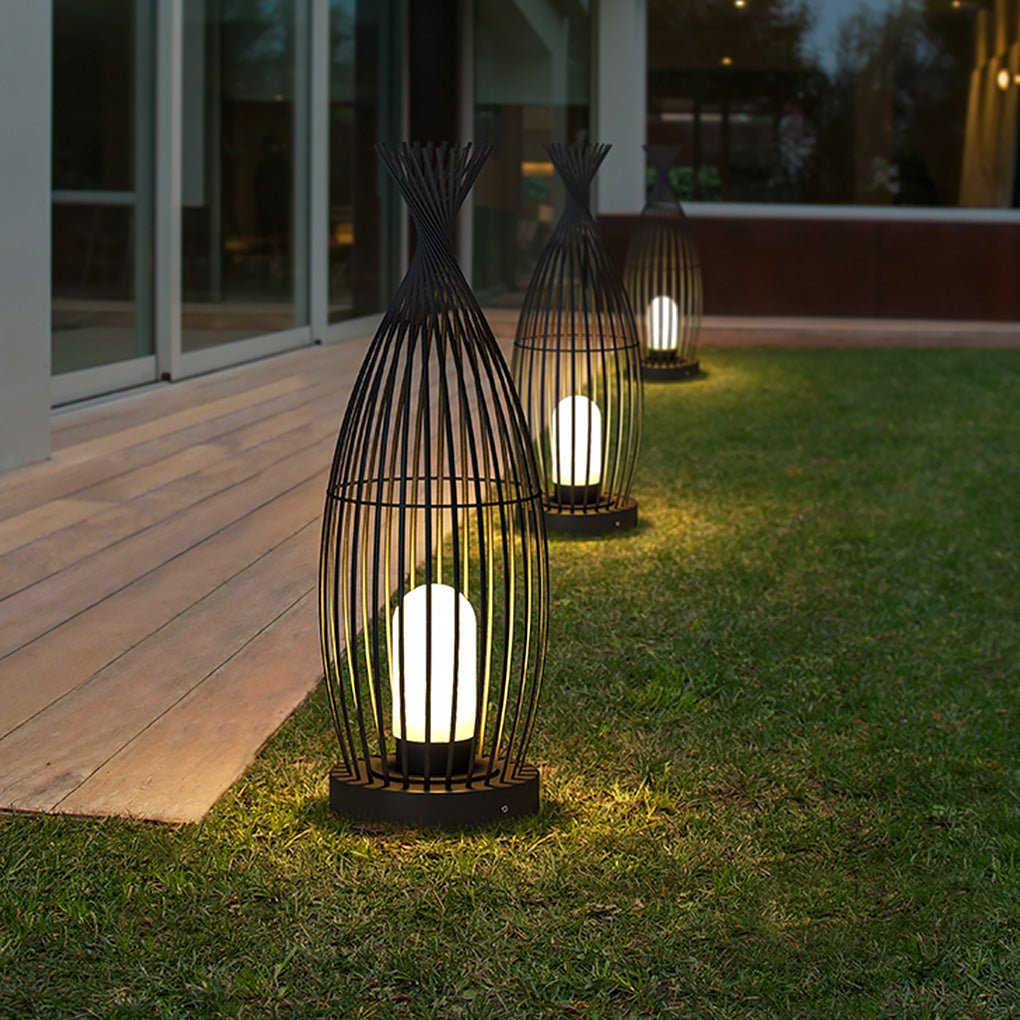 Industrial Courtyard Waterproof Caged LED Floor Lamp - Lamp Outdoor
