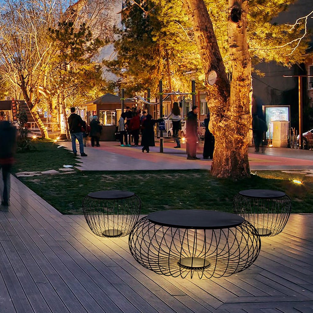 Outdoor Waterproof Cage Shape Stool Table Lamp LED Landscape Lighting Courtyard Lamp - Lamp Outdoor