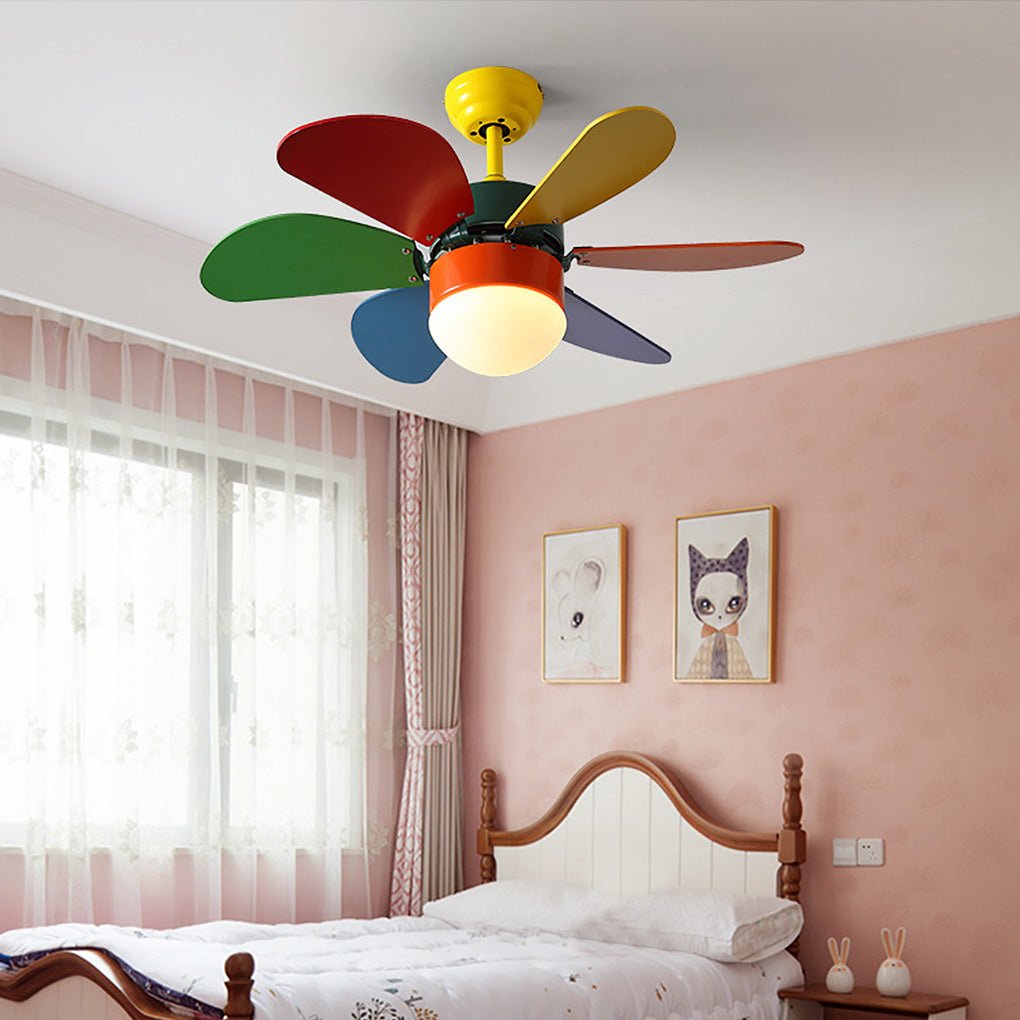 Personality Creative Mini Children's Room Double Control Ceiling Fan Lamp - Lamp Outdoor