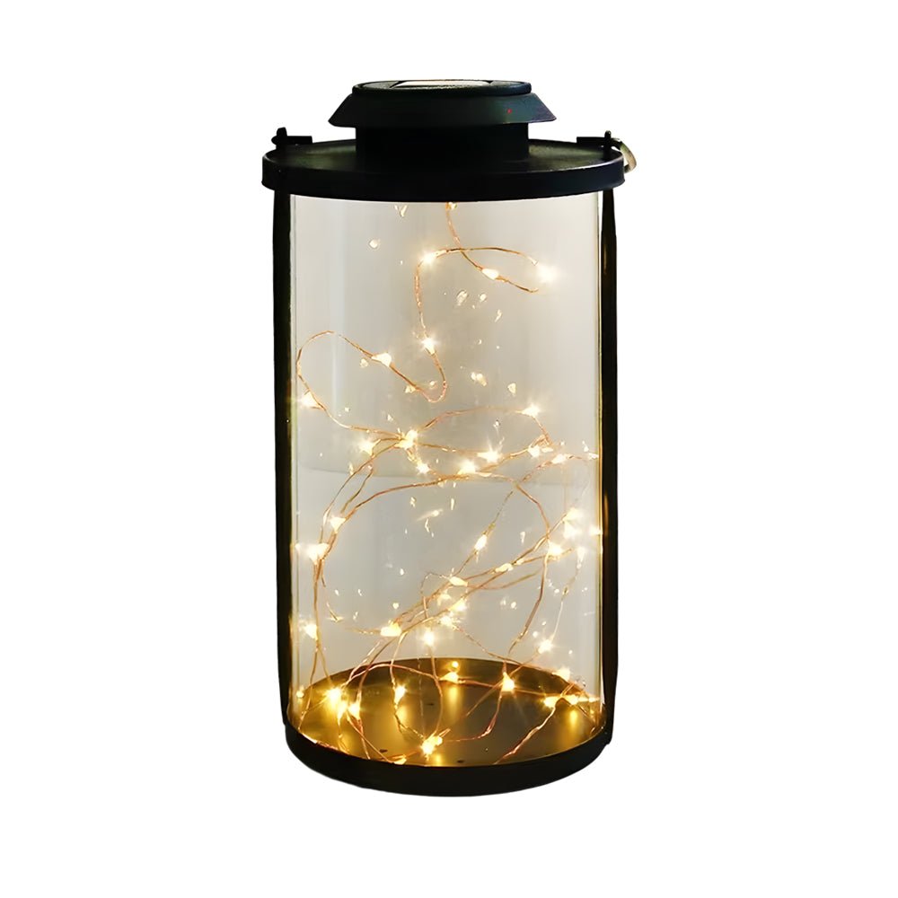Portable Solar Lanterns - Glass Cylinder Firefly Jar LED Lights - Lamp Outdoor