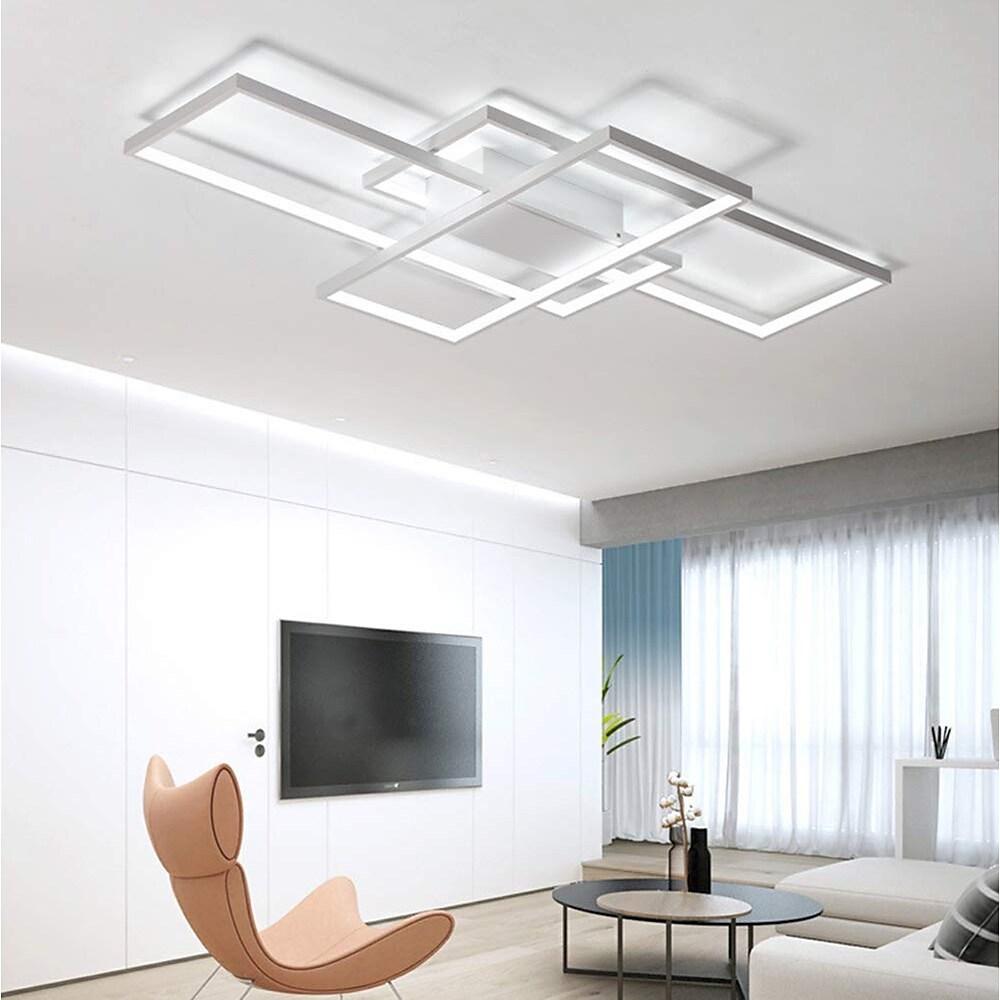 Multi Rectangle Large Flush Mount Ceiling Light with 3 Integrated Tiered Lights - Lamp Outdoor