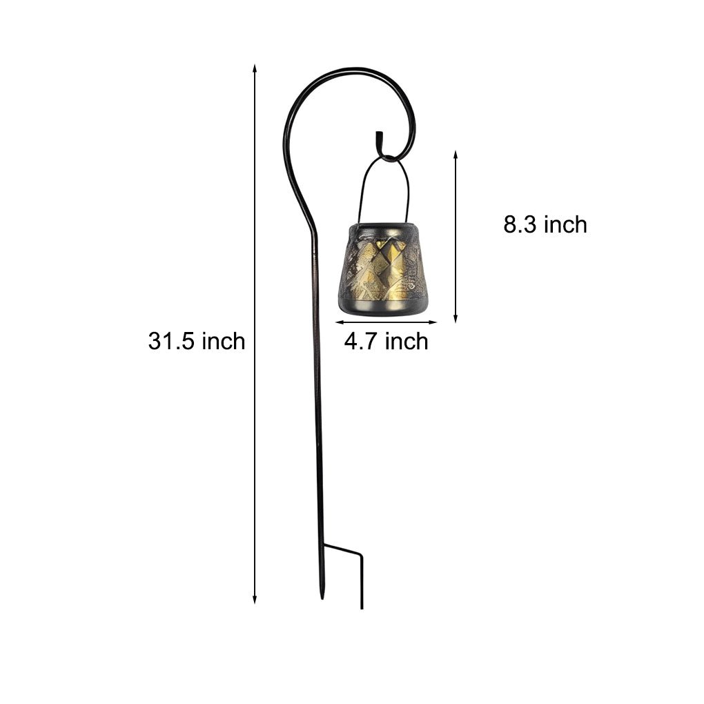 Retro Iron Mesh Solar Lanterns 2PCS LED Outdoor Hanging Lights - Lamp Outdoor