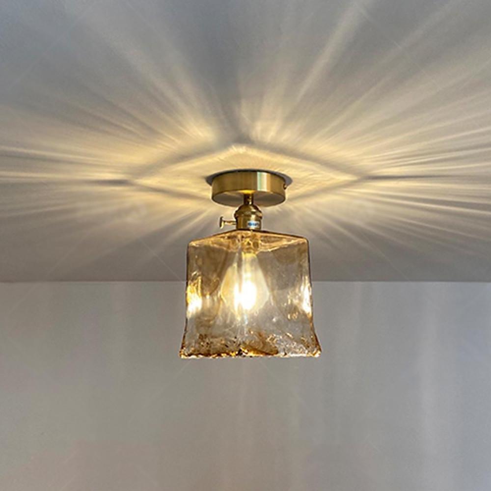 Creative Glass Lantern LED Electroplated Nordic Semi-Flush Mount Ceiling Lighting - Lamp Outdoor