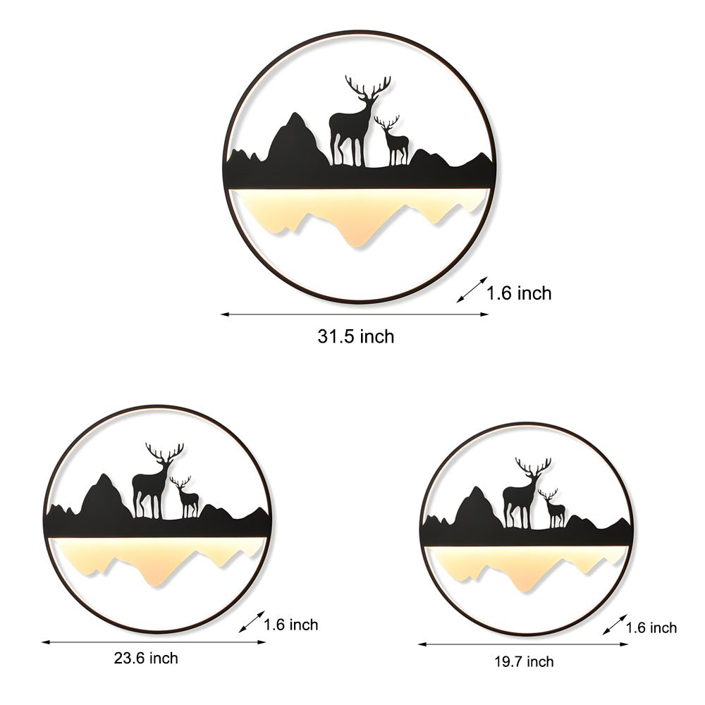 Round Mountain Scenery Silhouette Dimmable with Remote Outdoor Wall Lights - Lamp Outdoor