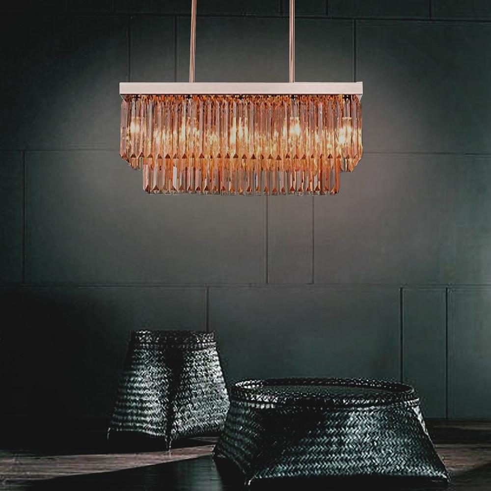 Rectangular Double-layer Crystal LED Industrial Chandeliers Pendant Light - Lamp Outdoor