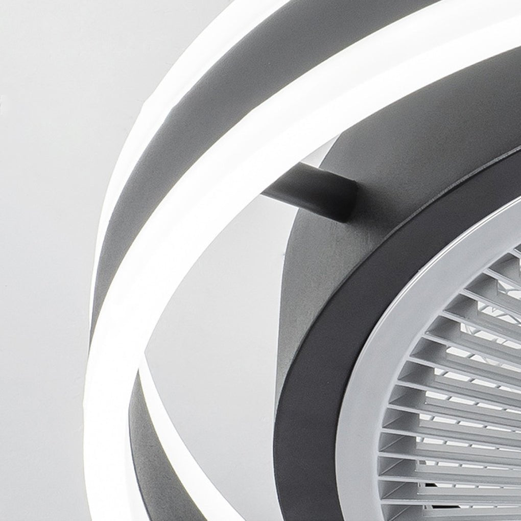 Round Dimming LED Modern Inverter Bladeless Ceiling Fan with Lights - Lamp Outdoor